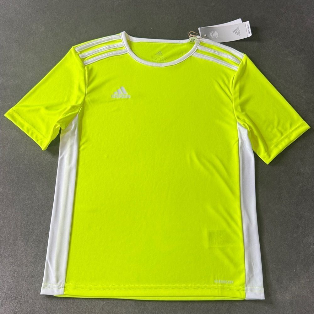 Adidas Kids Unisex Short Sleeve T-Shirt Jersey Neon Yellow MEDIUM NWT